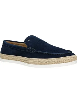 Leren instappers donkerblauw