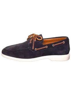 Leren instappers donkerblauw