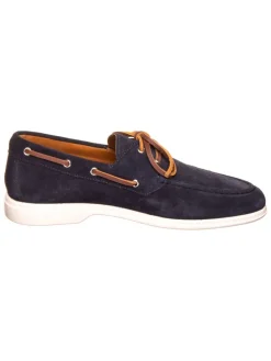 Leren instappers donkerblauw