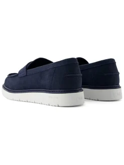 Leren instappers donkerblauw
