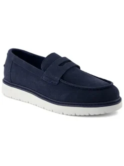 Leren instappers donkerblauw