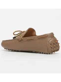Leren mocassins beige