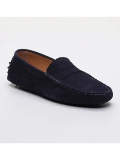 Leren mocassins "Dennis" donkerblauw