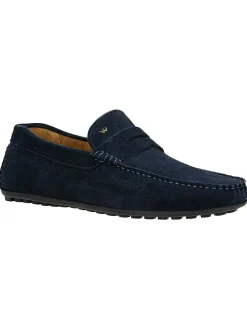 Leren mocassins donkerblauw