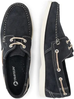 Leren mocassins "Krokvag" donkerblauw