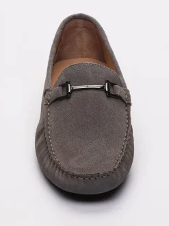 Leren mocassins "Luke" grijs