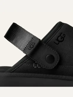Leren pantoffels "Goldencoast II" zwart