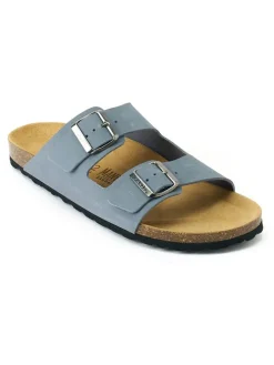 Leren slippers "Alberto" lichtblauw