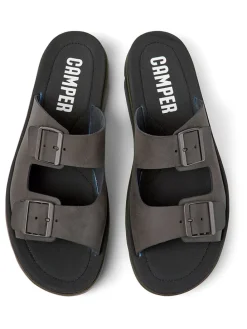 Leren slippers antraciet