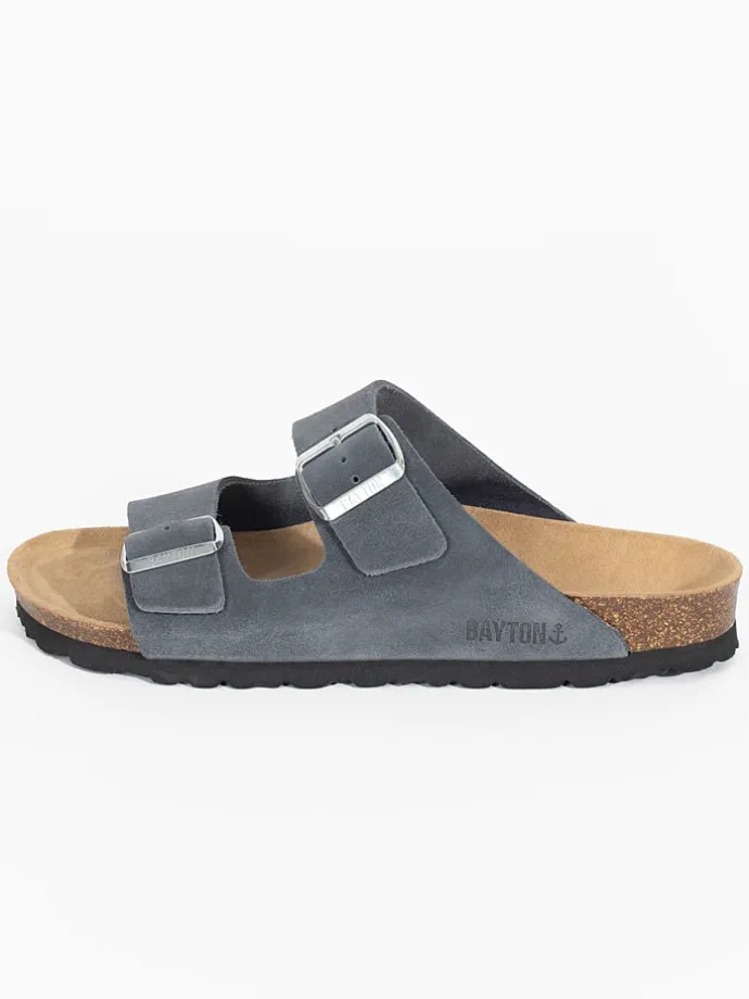 Leren slippers "Atlas" grijs
