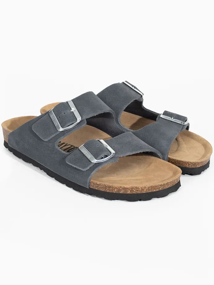 Leren slippers "Atlas" grijs