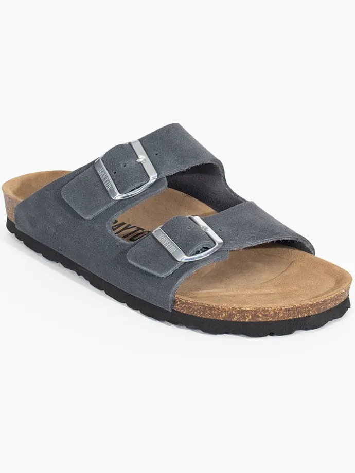 Leren slippers "Atlas" grijs
