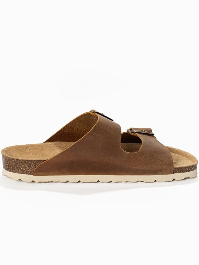 Leren slippers "Atlas" lichtbruin