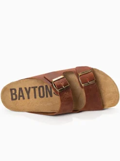 Leren slippers "Atlas" lichtbruin