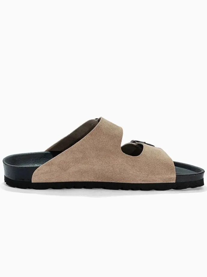 Leren slippers "Bali" beige