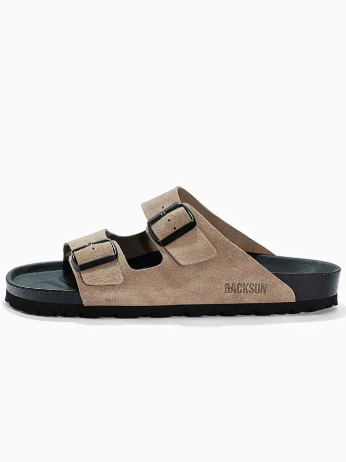 Leren slippers "Bali" beige