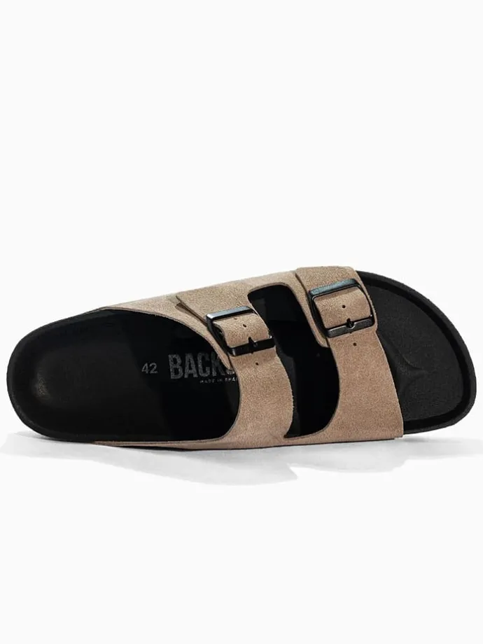 Leren slippers "Bali" beige