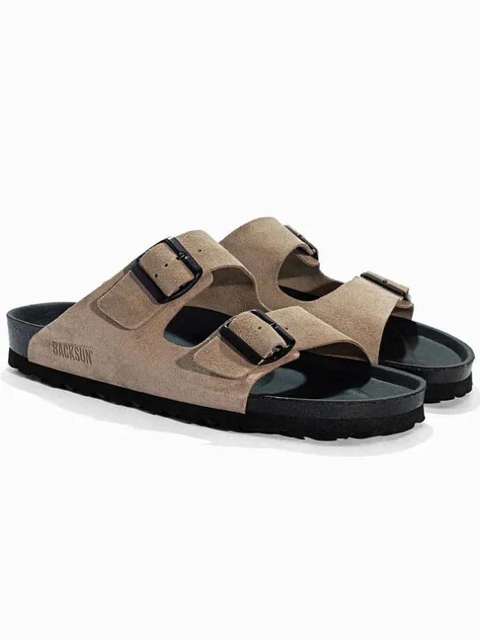 Leren slippers "Bali" beige