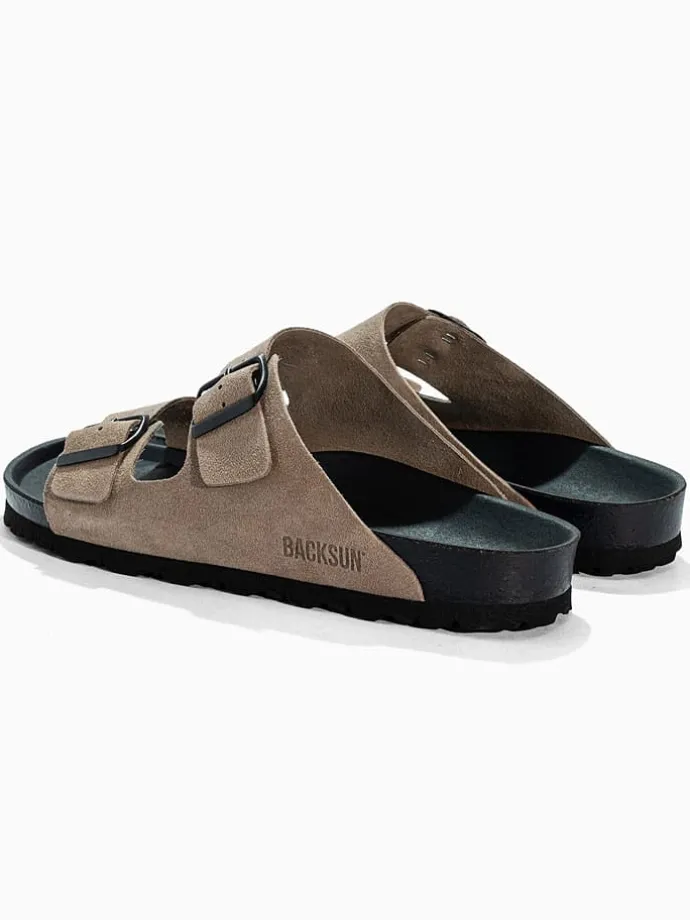 Leren slippers "Bali" beige