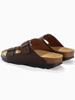 Leren slippers "Bali" bruin