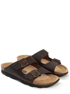 Leren slippers "Bali" bruin