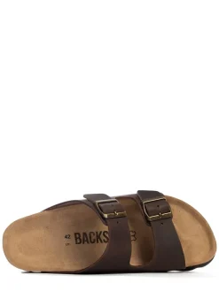Leren slippers "Bali" bruin
