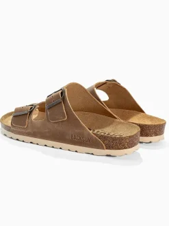 Leren slippers "Bali" camel