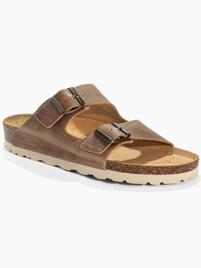 Leren slippers "Bali" camel