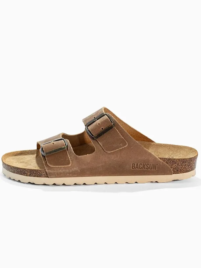 Leren slippers "Bali" camel
