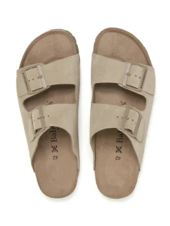 Leren slippers beige