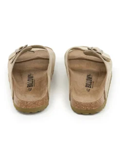 Leren slippers beige