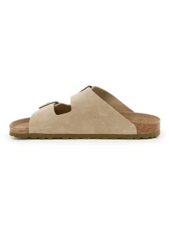 Leren slippers beige