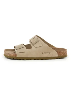 Leren slippers beige