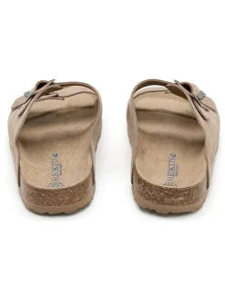 Leren slippers beige