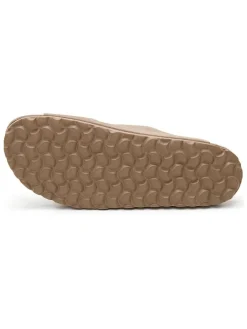 Leren slippers beige