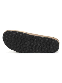 Leren slippers beige
