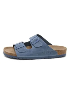 Leren slippers blauw