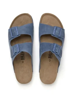 Leren slippers blauw