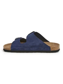 Leren slippers blauw
