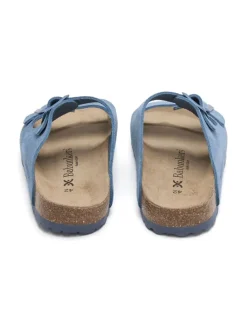 Leren slippers blauw