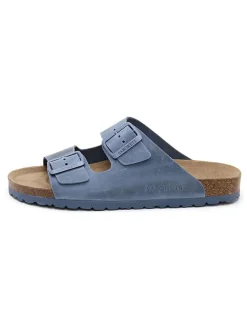 Leren slippers blauw