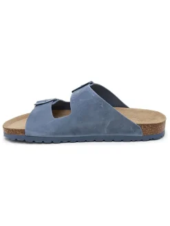 Leren slippers blauw