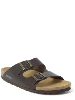 Leren slippers bruin