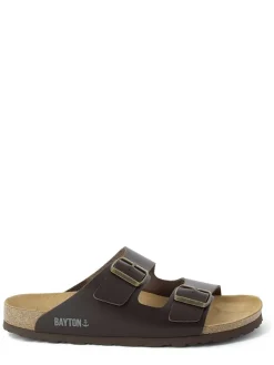 Leren slippers bruin