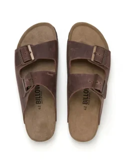 Leren slippers bruin