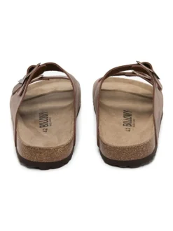 Leren slippers bruin