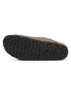Leren slippers bruin
