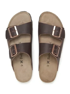 Leren slippers bruin
