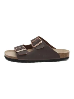 Leren slippers bruin