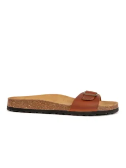 Leren slippers bruin